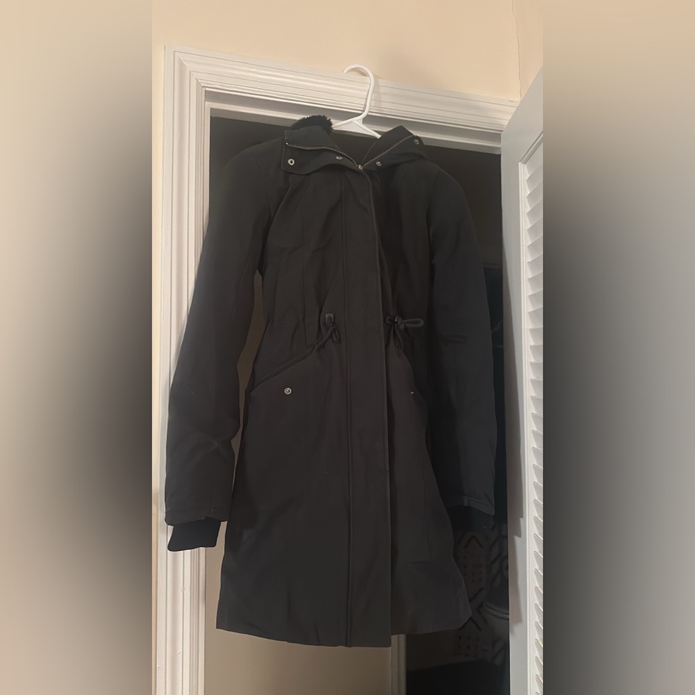 Wilfred Black fur Hooded coat